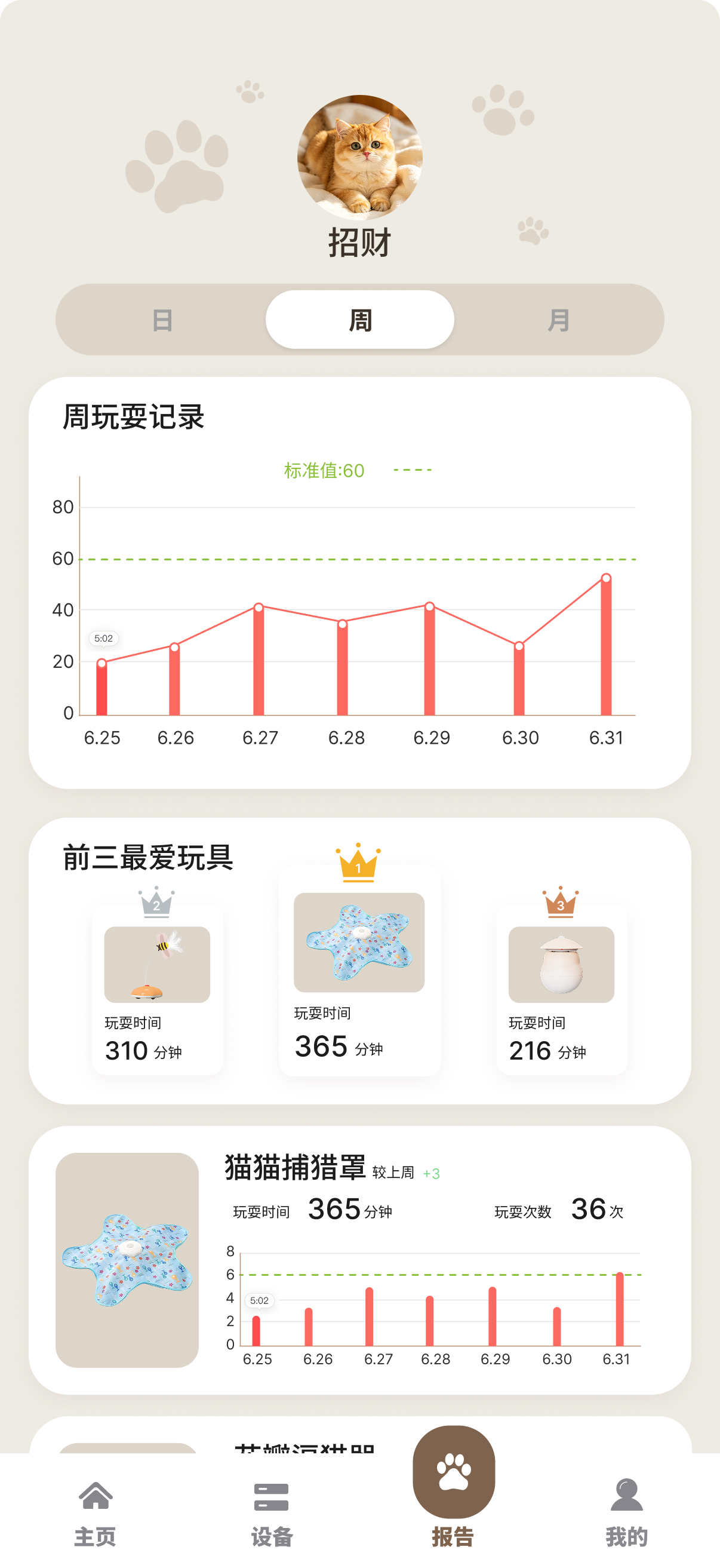 See & Care app reports with daily activity and health data