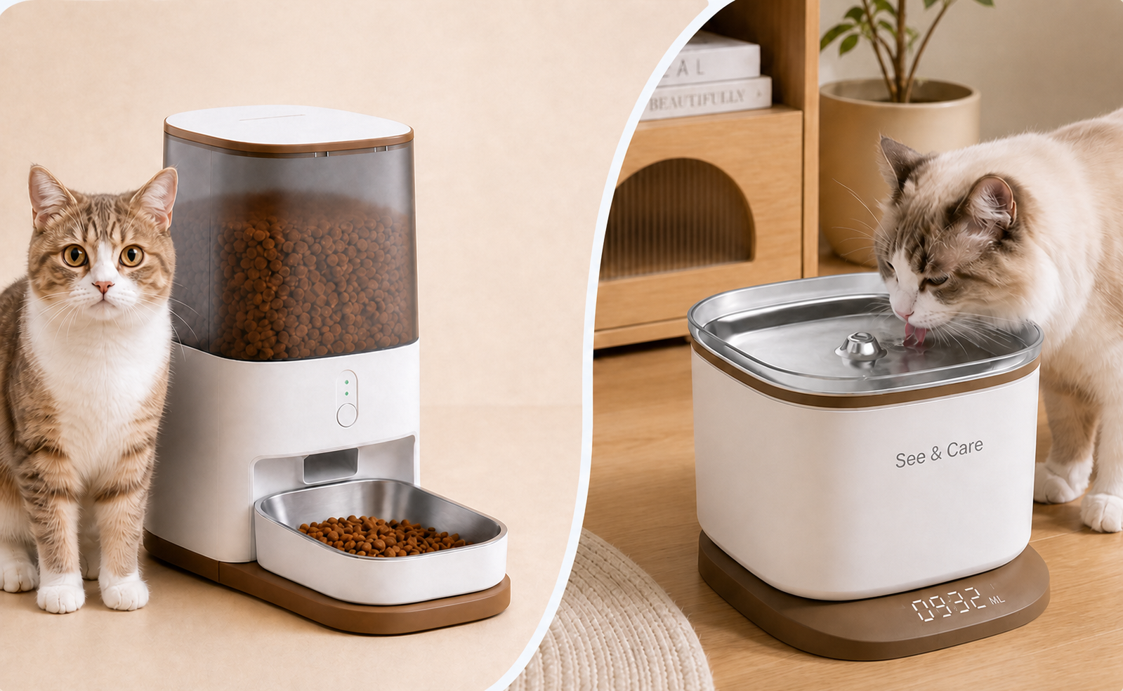 Smart feeder and water fountain monitoring a pet's daily intake
